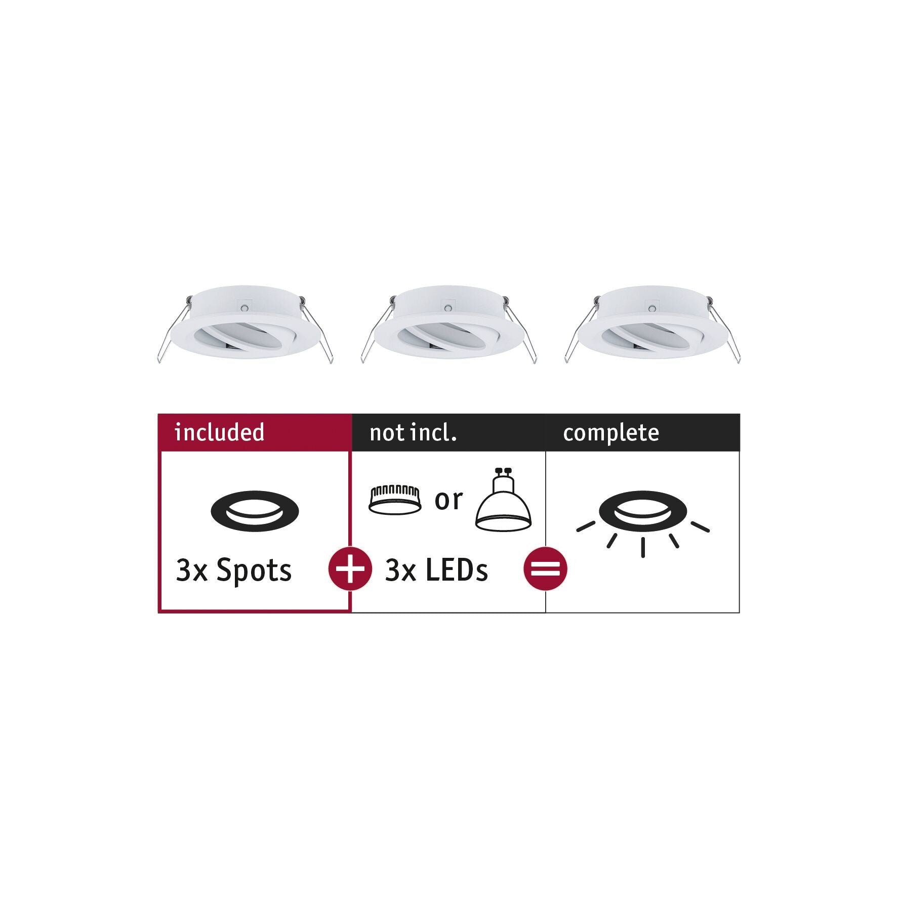 Einbauleuchte Choose Basisset schwenkbar rund 84mm 50° max. 3x10W 230V dimmbar Weiß matt - Paulmann - 92486