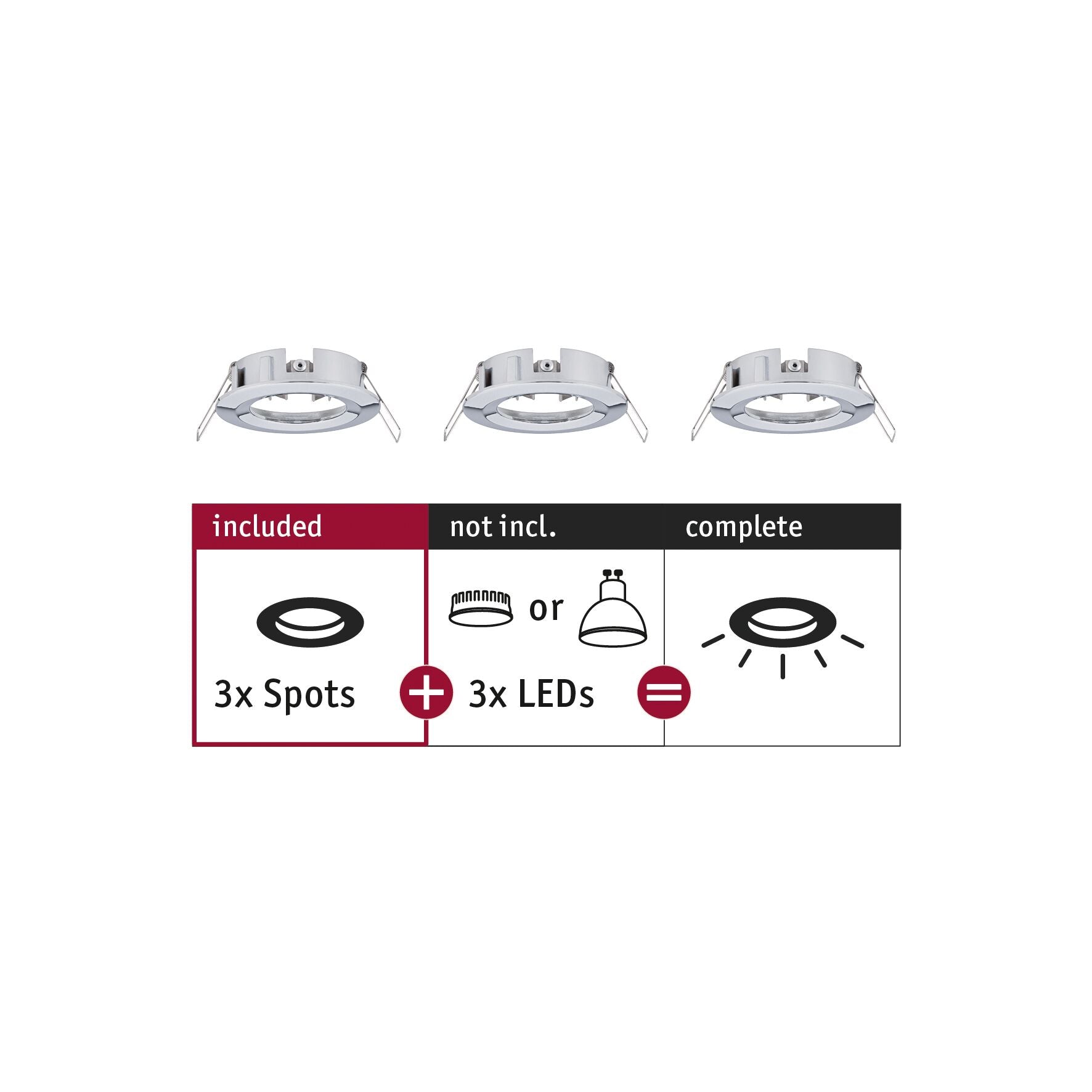 Einbauleuchte Choose Basisset starr IP44 rund 78mm max. 3x10W 230V dimmbar Chrom - Paulmann - 92482