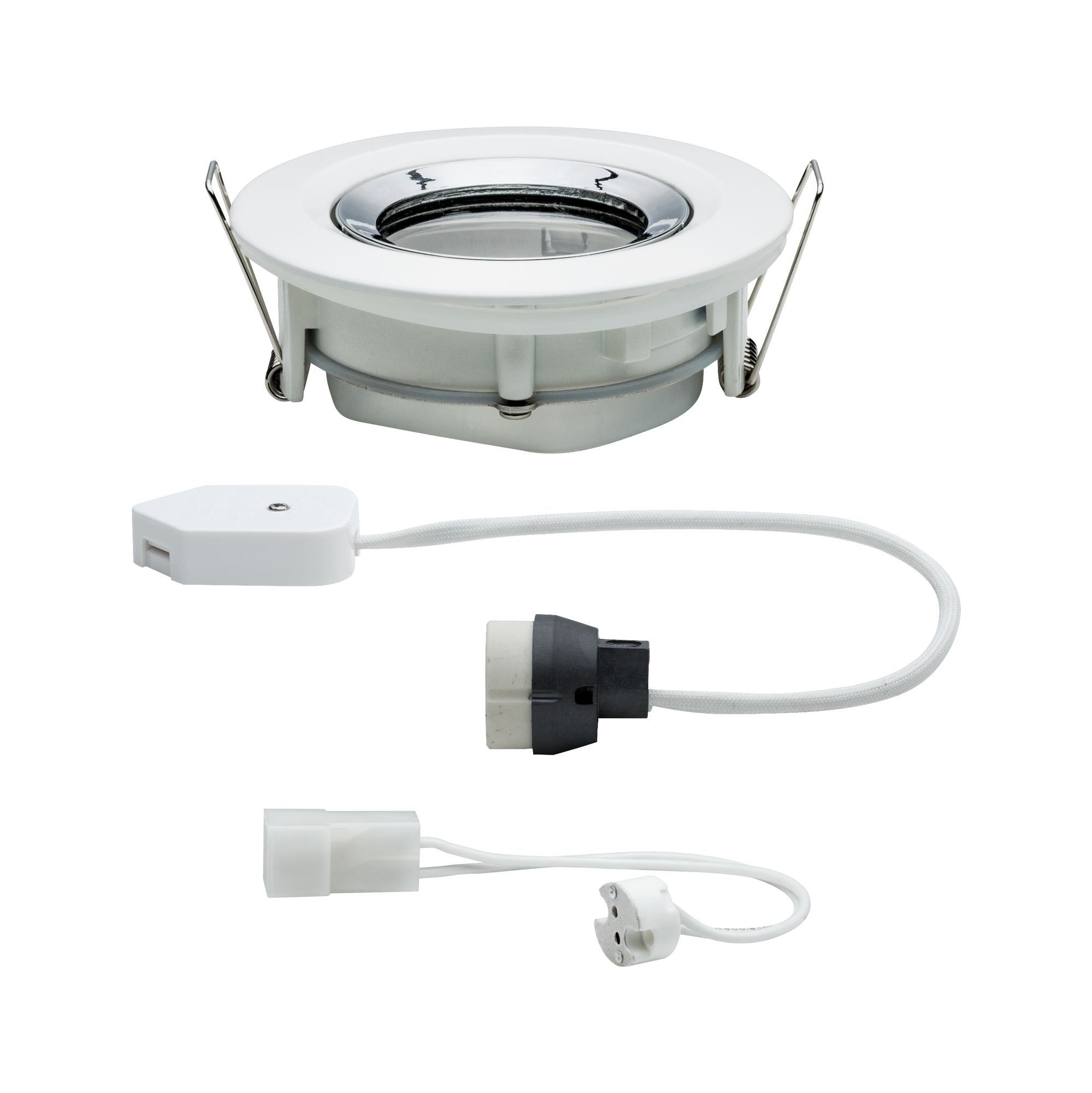 Einbauleuchte Nova Plus schwenkbar IP65 rund 93mm 30° GU5,3 / GU10 max. 35W 230/12V dimmbar Weiß matt/Chrom - Paulmann - 93663