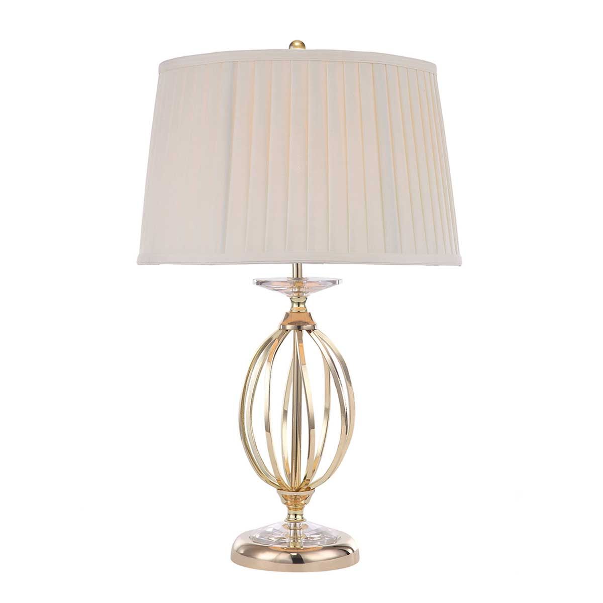 Aegean 1-flammige Tischlampe - Poliertes Messing mit Elfenbeinschirm - Elsteadlighting - leuchtengrosshandel24