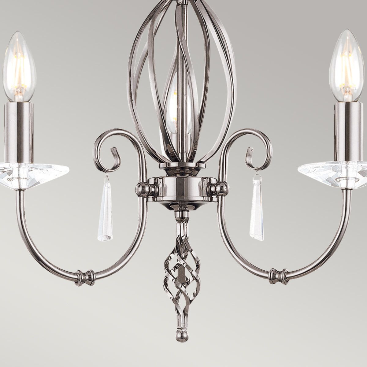 Ägäischer Kronleuchter mit 3 Lichtern, poliertes Nickel - Elsteadlighting - leuchtengrosshandel24