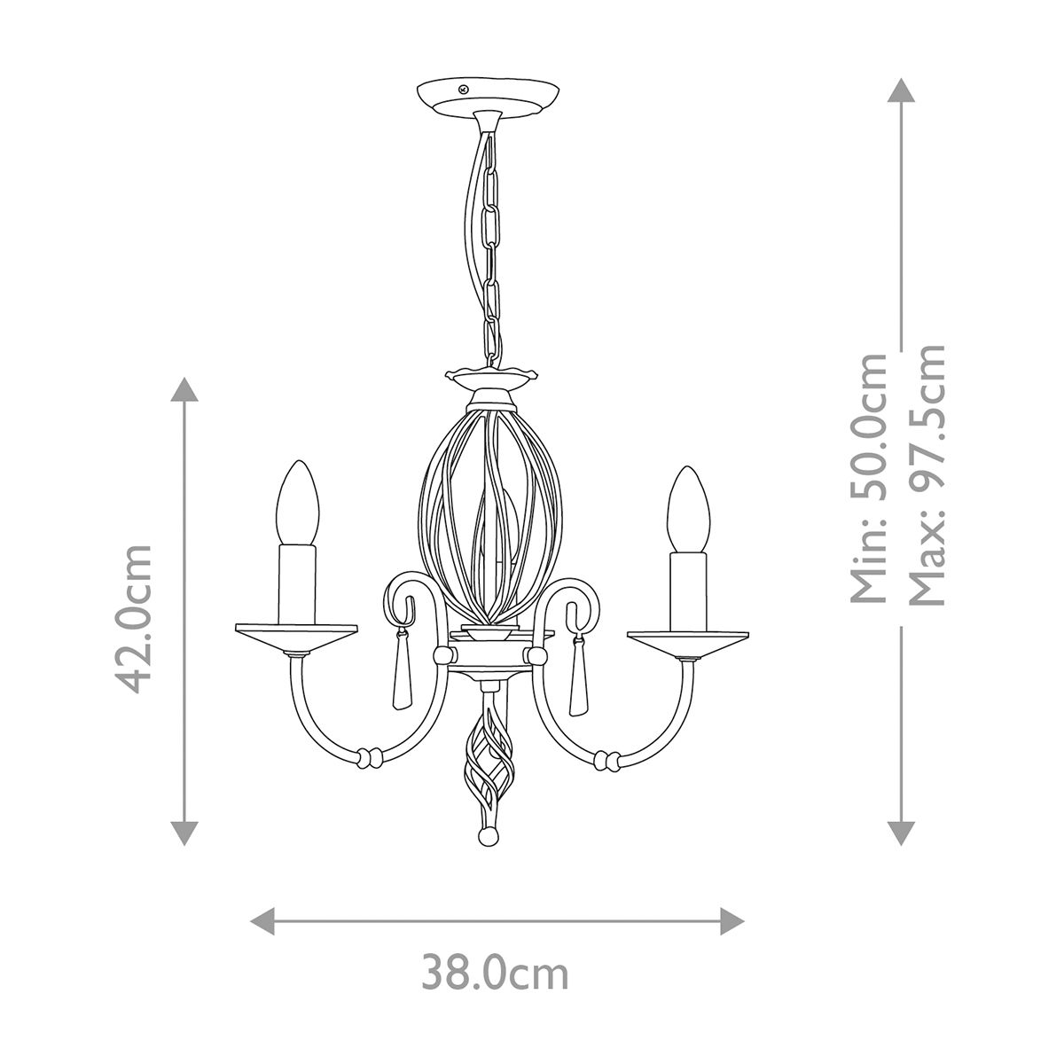 Ägäischer Kronleuchter mit 3 Lichtern, poliertes Nickel - Elsteadlighting - leuchtengrosshandel24