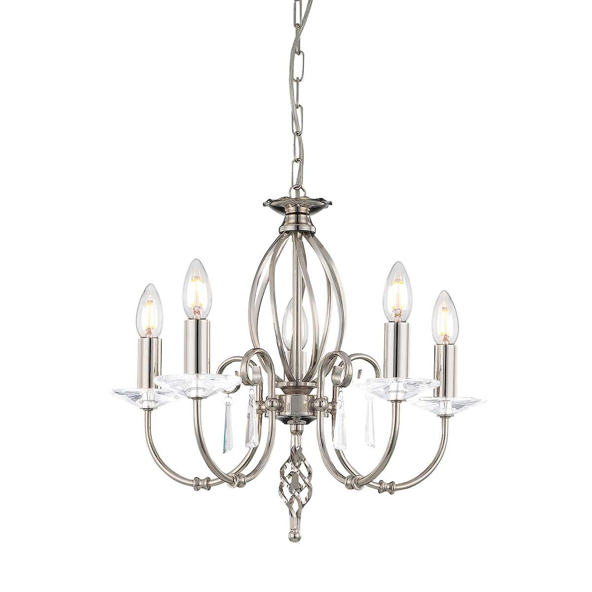 Ägäischer Kronleuchter mit 5 Lichtern, poliertes Nickel - Elsteadlighting - leuchtengrosshandel24