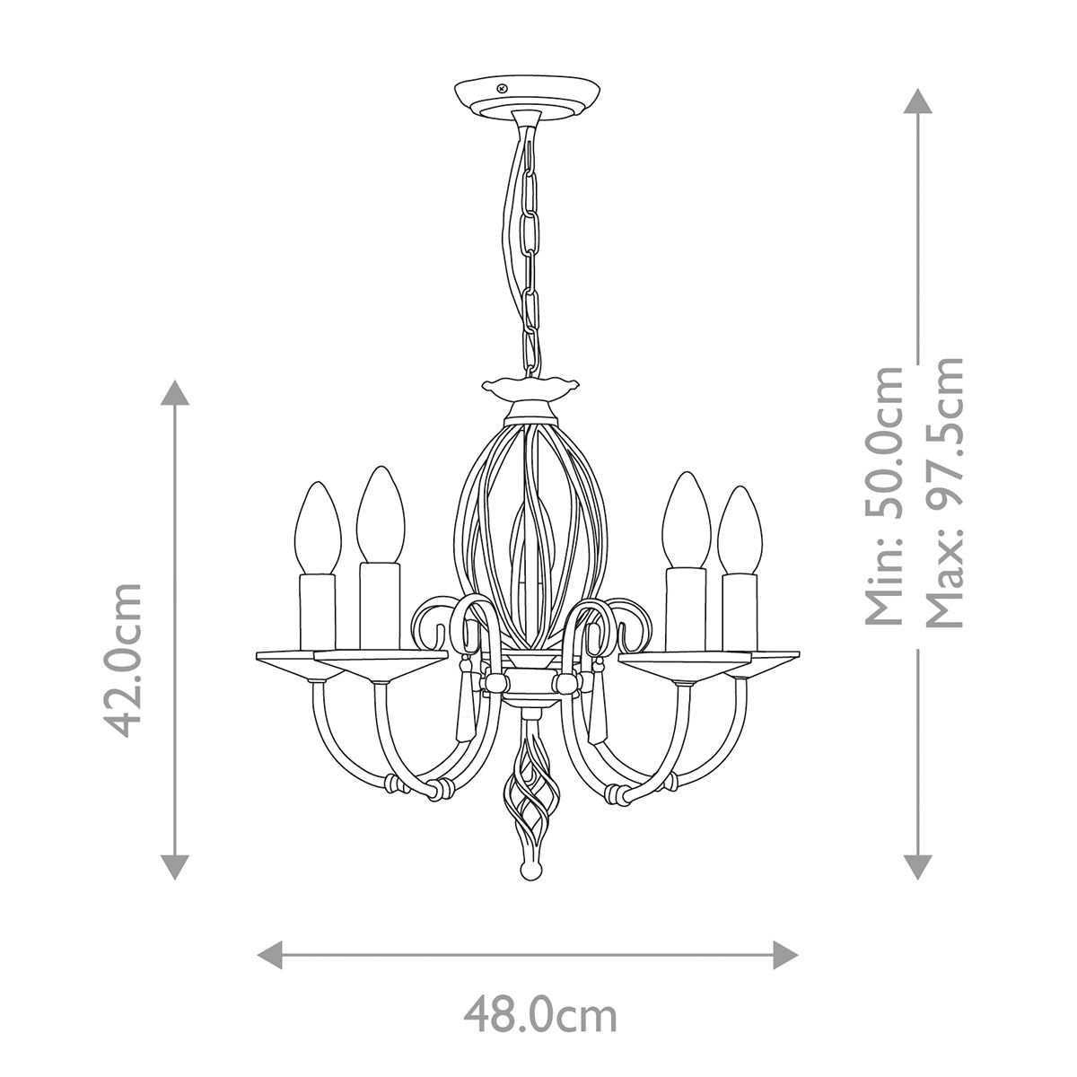Ägäischer Kronleuchter mit 5 Lichtern, poliertes Nickel - Elsteadlighting - leuchtengrosshandel24