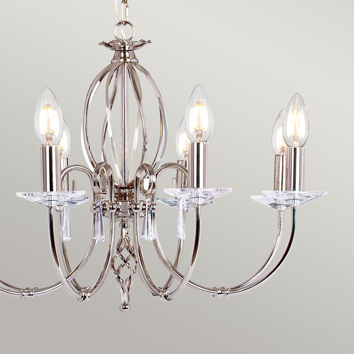 Ägäischer Kronleuchter mit 8 Lichtern, poliertes Nickel - Elsteadlighting - leuchtengrosshandel24