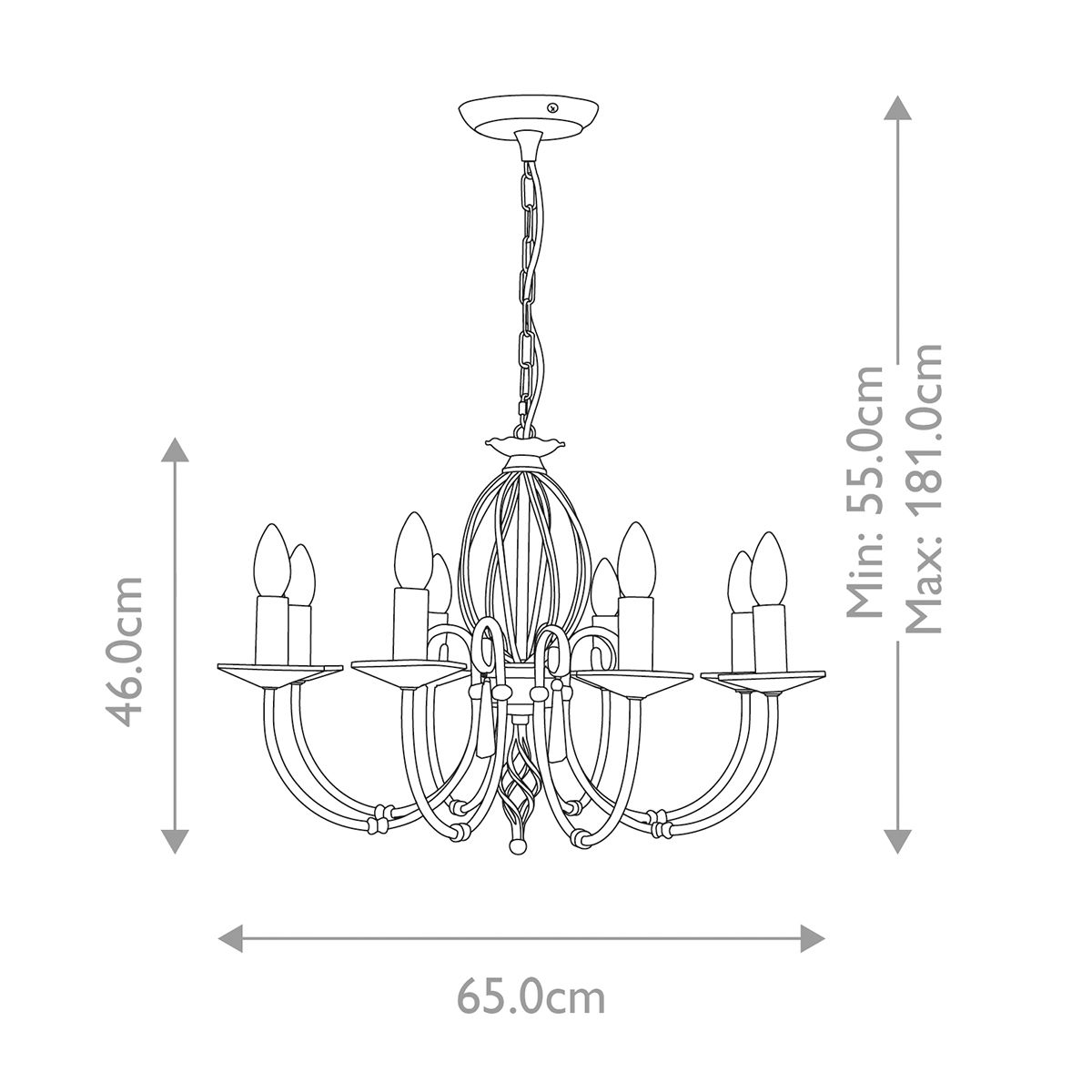 Ägäischer Kronleuchter mit 8 Lichtern, poliertes Nickel - Elsteadlighting - leuchtengrosshandel24