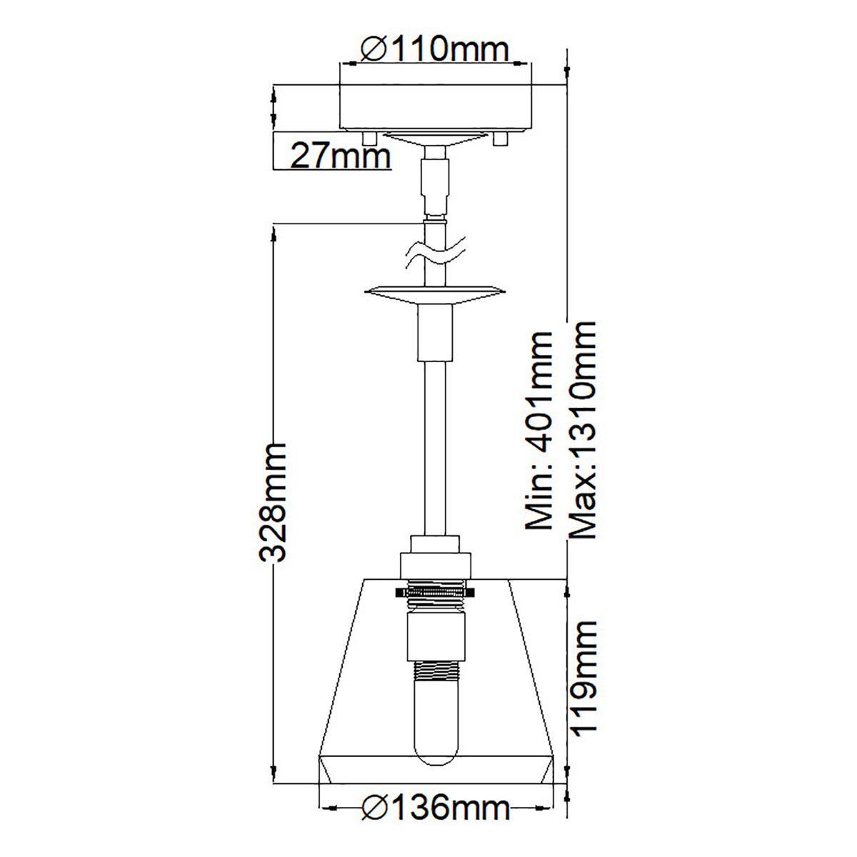 Agatha 1-flammige Pendelleuchte - Gebürstetes Nickel - Elsteadlighting - leuchtengrosshandel24