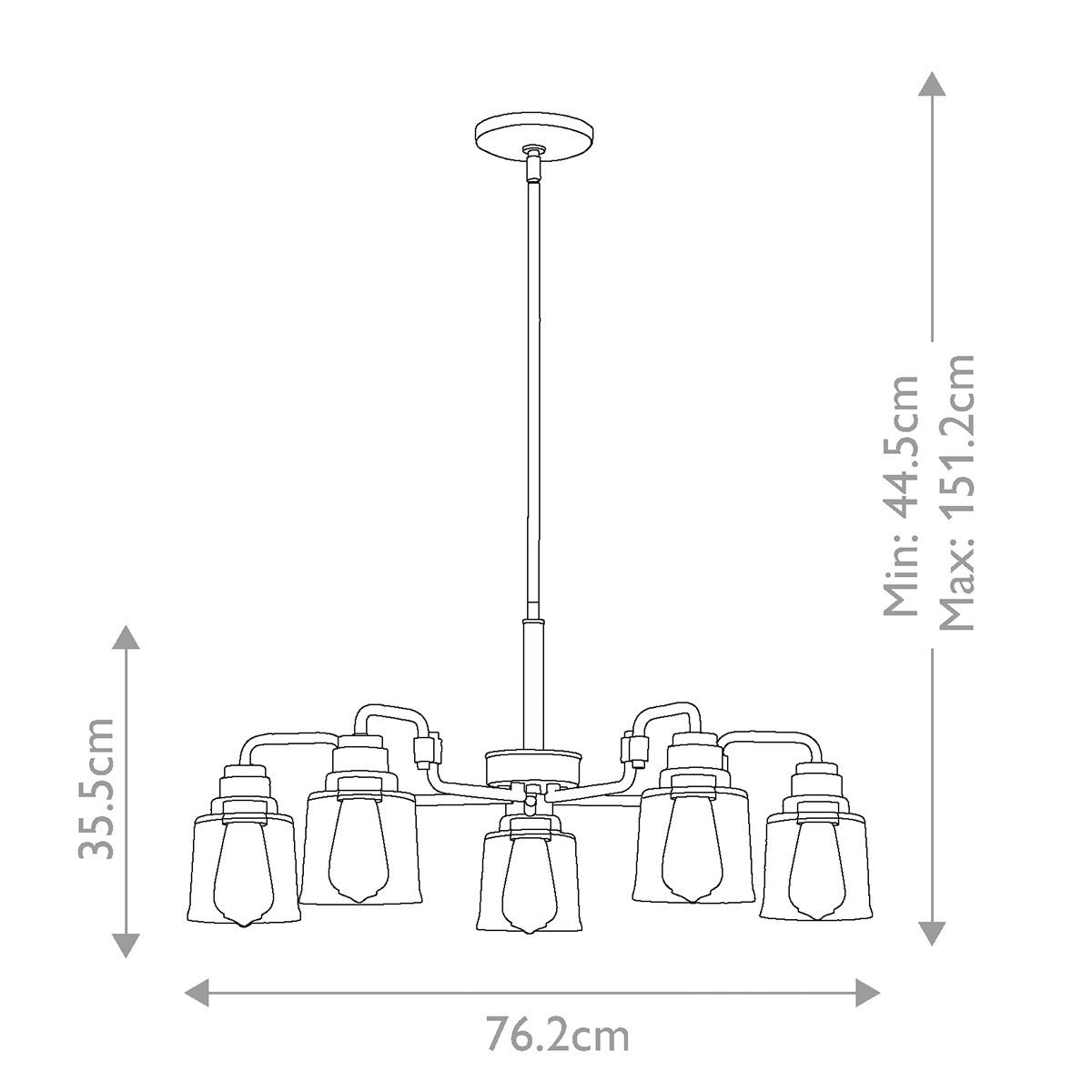 Aivian Kronleuchter mit 5 Lichtern, verwittertes Messing - Elsteadlighting - leuchtengrosshandel24