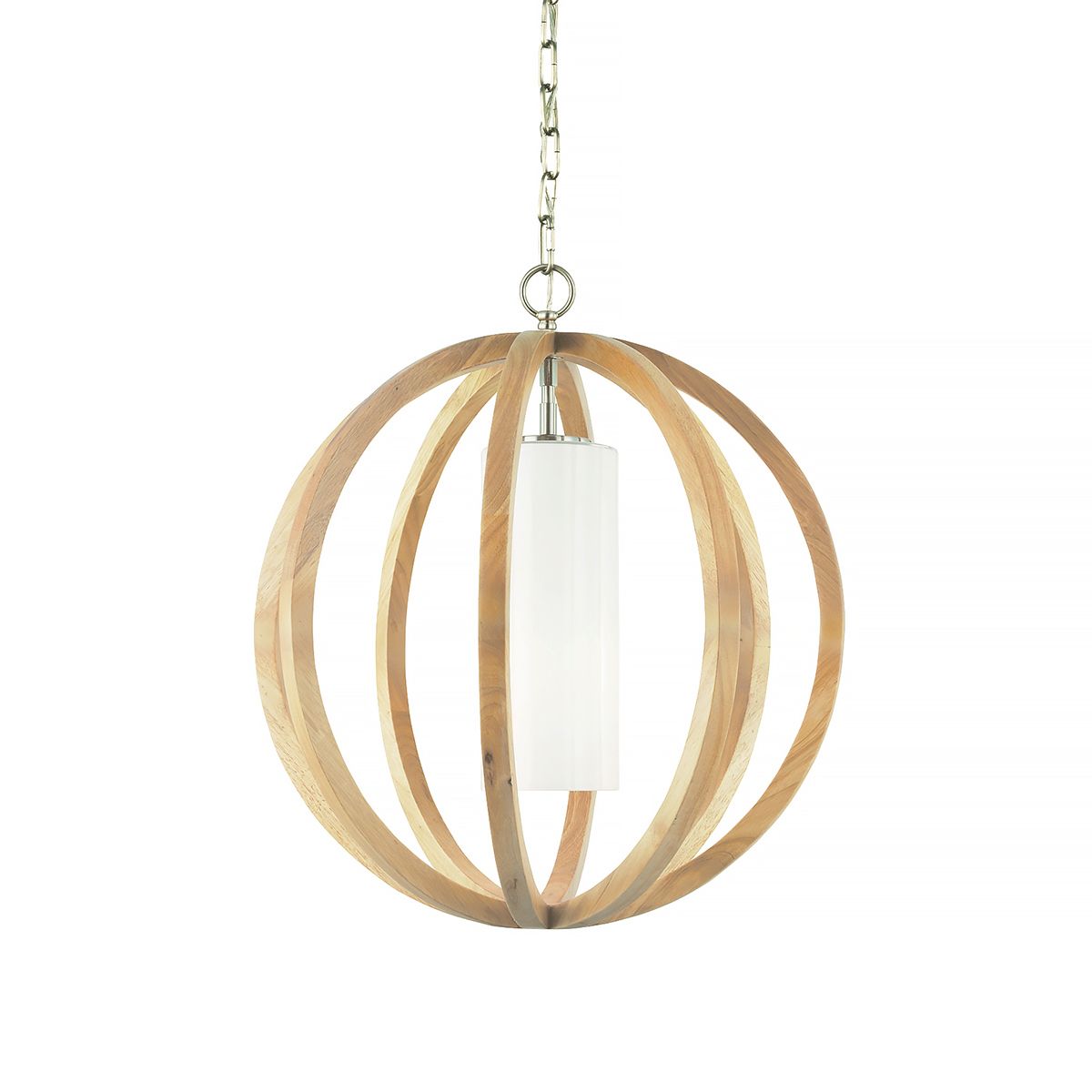 Allier 1-flammige kleine Pendelleuchte - Helles Holz/Gebürsteter Stahl - Elsteadlighting - leuchtengrosshandel24