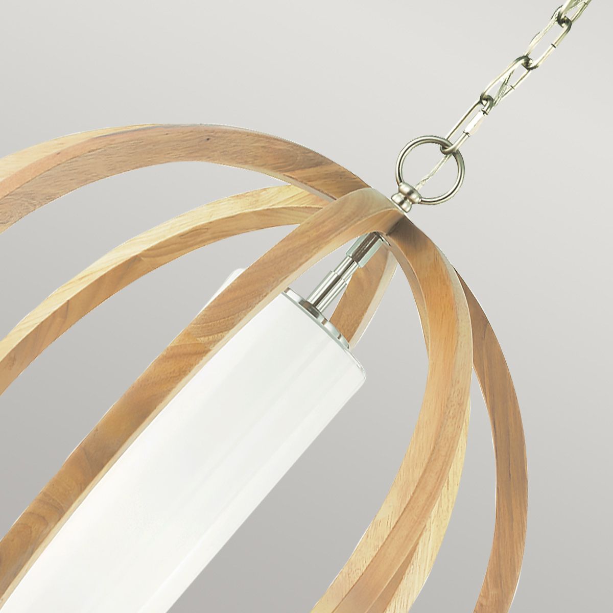 Allier 1-flammige kleine Pendelleuchte - Helles Holz/Gebürsteter Stahl - Elsteadlighting - leuchtengrosshandel24