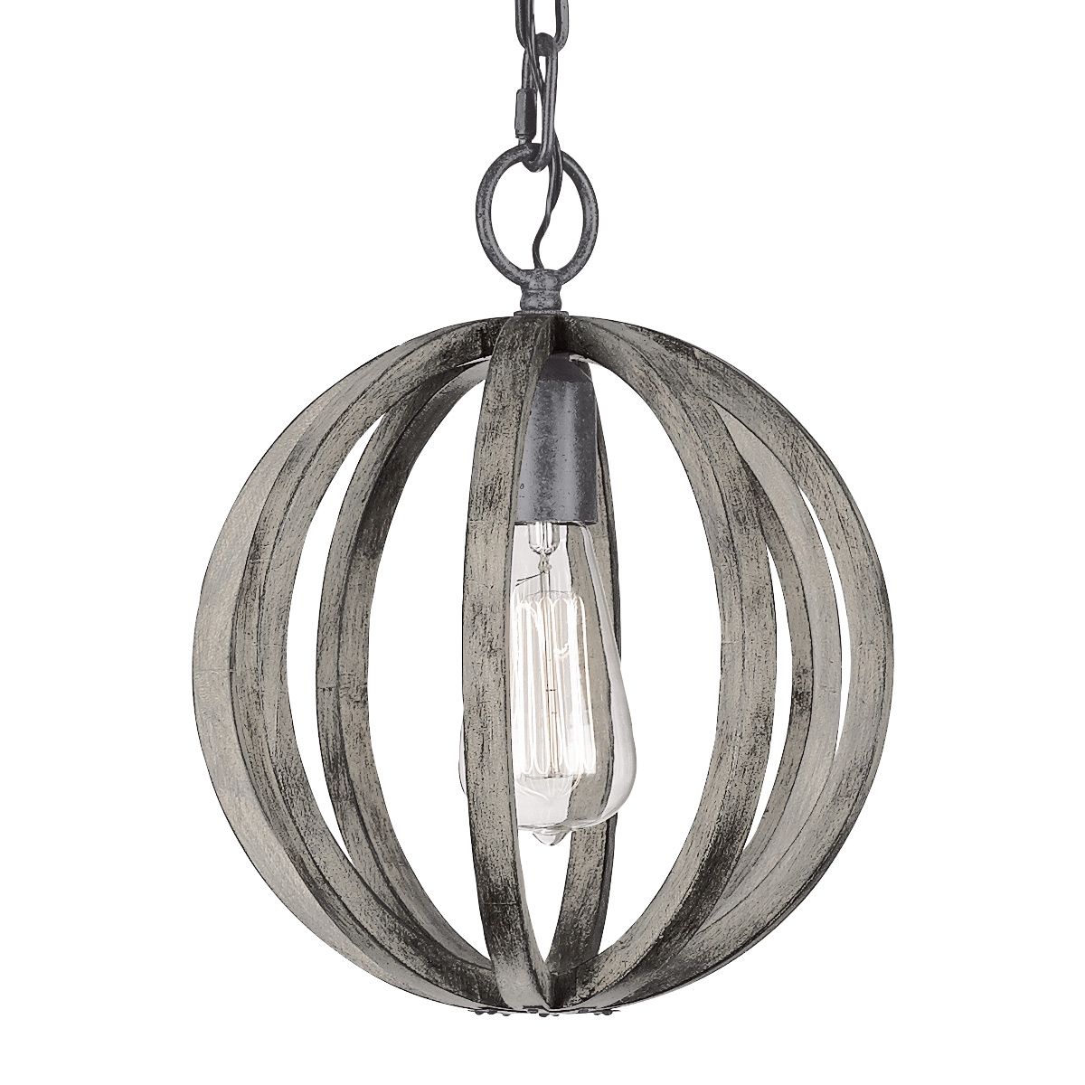 Allier 1-flammige Mini-Pendelleuchte - Verwittertes Eichenholz/Antikes Schmiedeeisen - Elsteadlighting - leuchtengrosshandel24