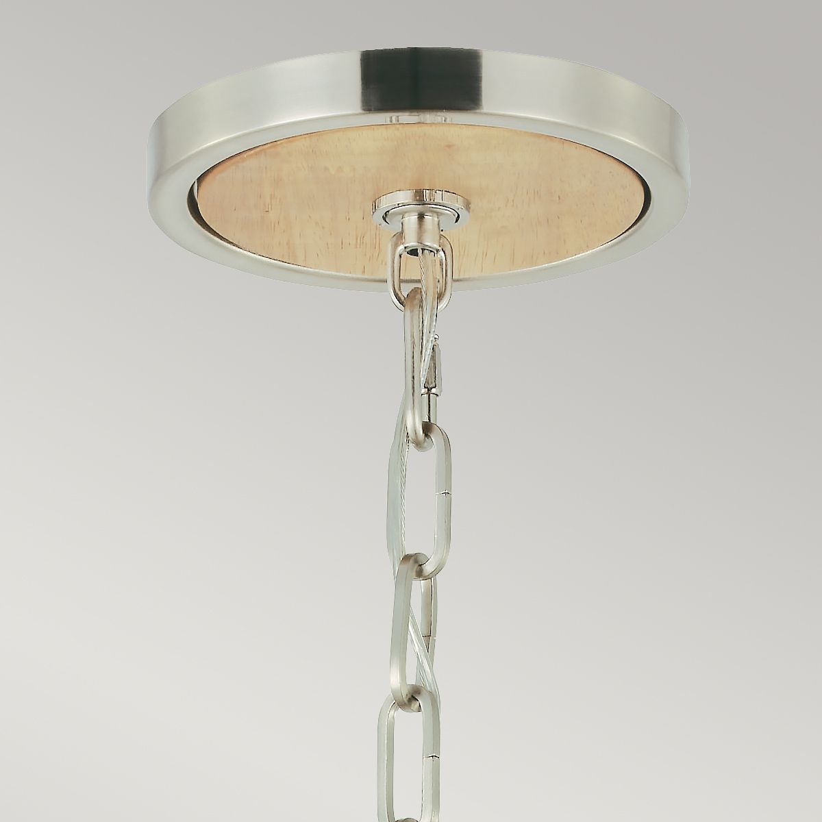 Allier 1-flammige Pendelleuchte, groß, helles Holz/gebürsteter Stahl - Elsteadlighting - leuchtengrosshandel24
