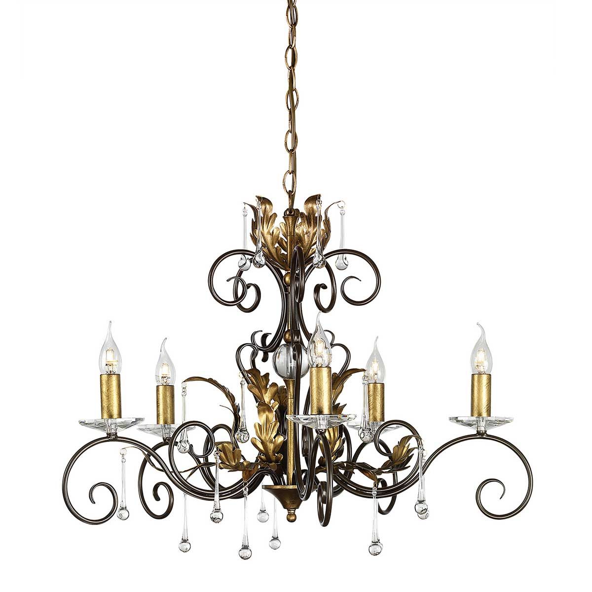 Amarilli 5-flammiger Kronleuchter - Bronze mit goldener Patina - Elsteadlighting - leuchtengrosshandel24