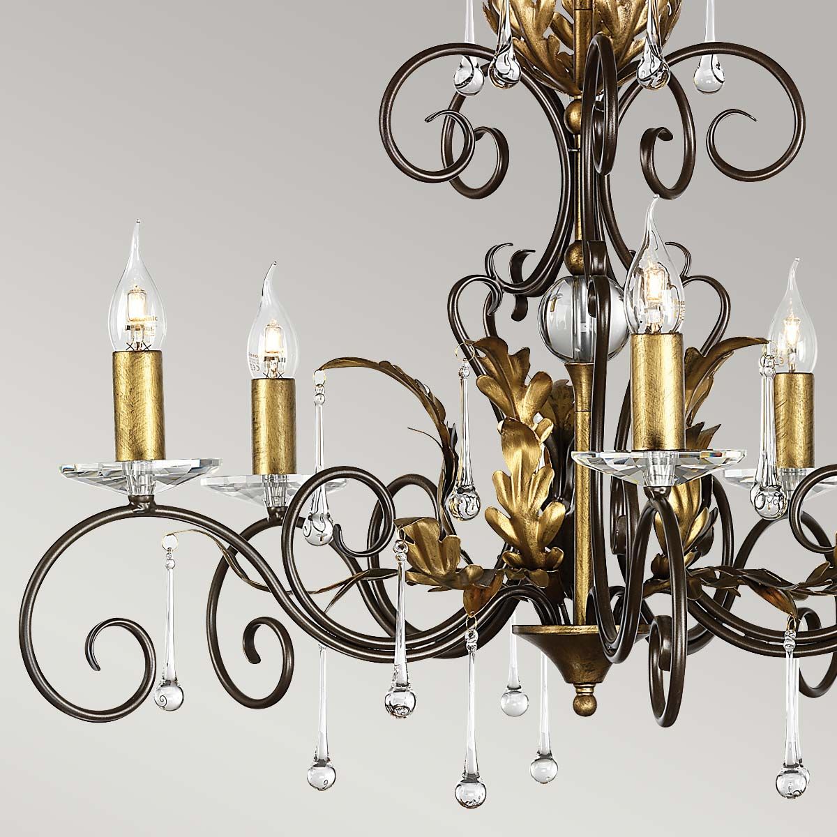 Amarilli 5-flammiger Kronleuchter - Bronze mit goldener Patina - Elsteadlighting - leuchtengrosshandel24