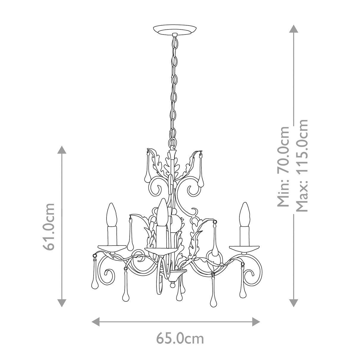 Amarilli Kronleuchter mit 3 Lichtern, Schwarz mit silberner Patina - Elsteadlighting - leuchtengrosshandel24