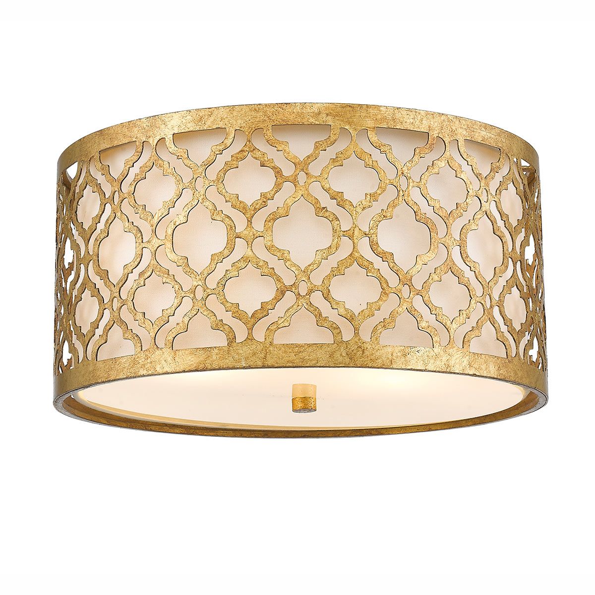 Arabella 2-flammige Deckenleuchte - Antik-Gold, Elfenbeinfarbener Schirm - Elsteadlighting - leuchtengrosshandel24