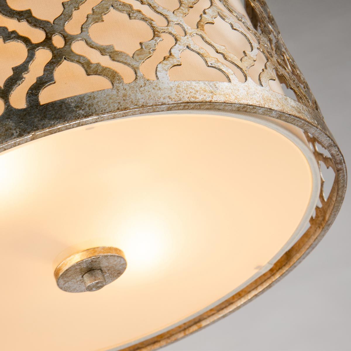 Arabella 2-flammige Deckenleuchte - Antik-Gold, Elfenbeinfarbener Schirm - Elsteadlighting - leuchtengrosshandel24