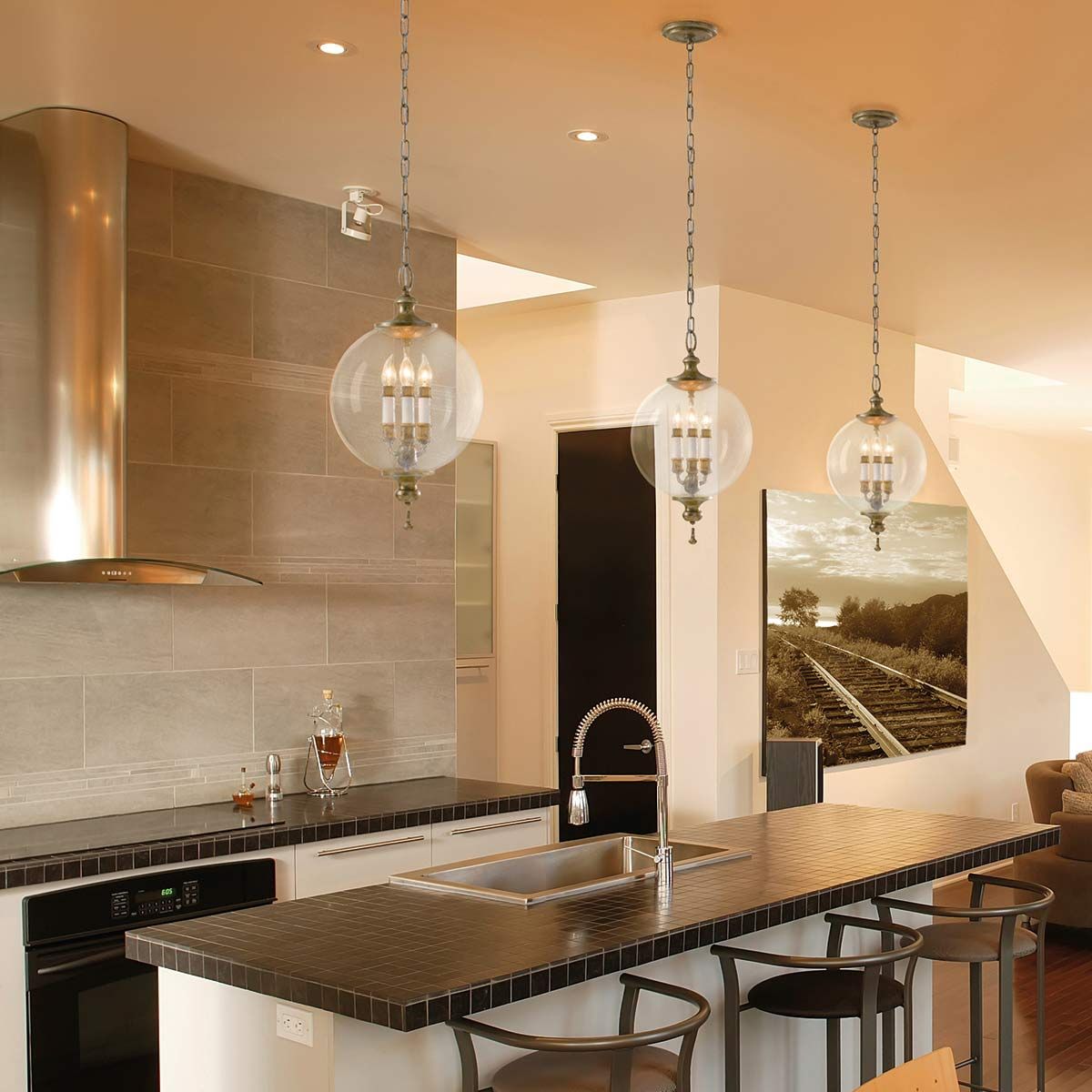 Argento 3-flammige Pendelleuchte - Oxidiertes Silberblatt - Elsteadlighting - leuchtengrosshandel24