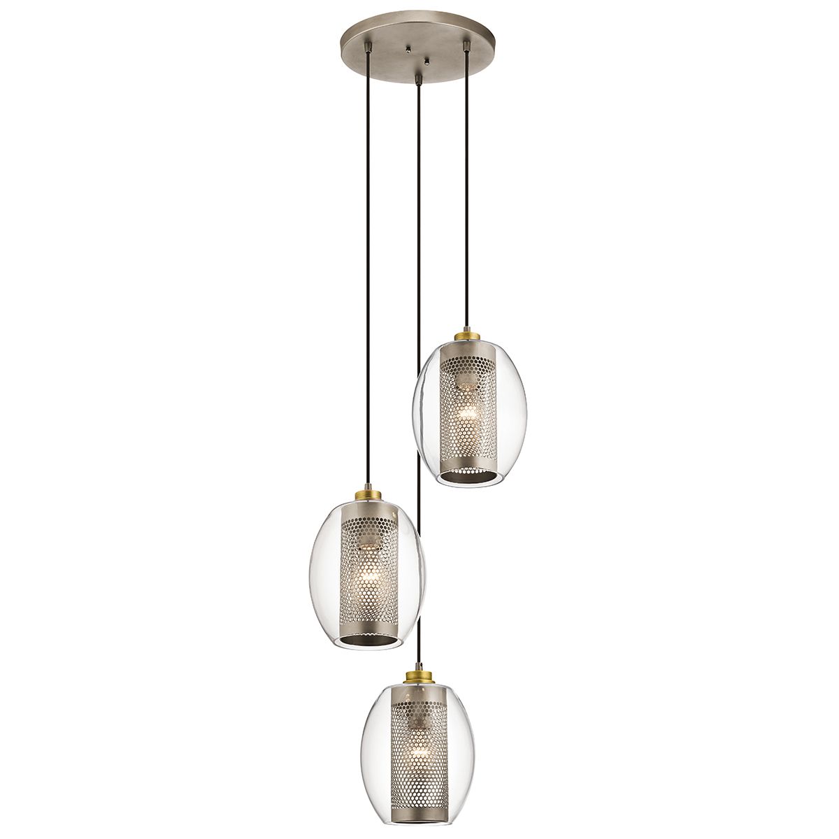 Asher 3-flammige Pendelleuchte Circle - Antikzinn - Elsteadlighting - leuchtengrosshandel24