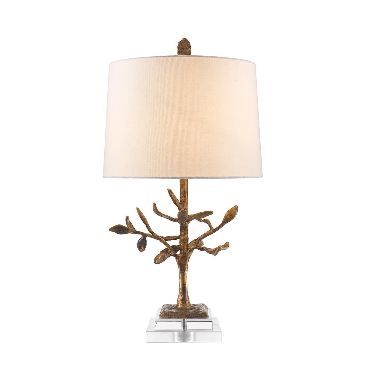 Audubon Park Tischlampe mit 1 Licht, Antik-Gold mit cremefarbenem Schirm - Elsteadlighting - leuchtengrosshandel24