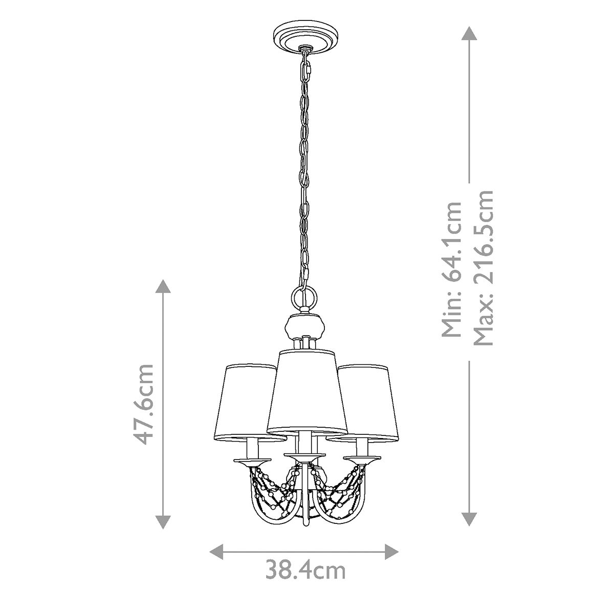 Aveline Kronleuchter mit 3 Lichtern, gebürsteter Stahl - Elsteadlighting - leuchtengrosshandel24