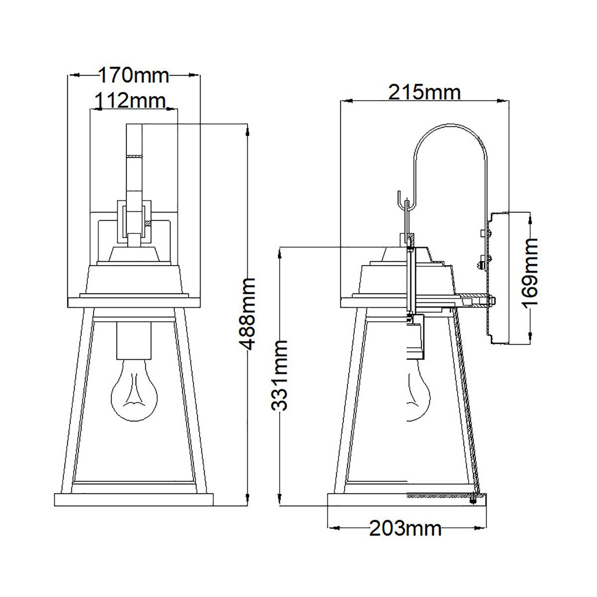 Bainbridge 1 - flammige Wandlaterne - Mittelgroß - Mit Öl eingeriebene Bronze - Elsteadlighting - HK - BAINBRIDGE - M - OZ