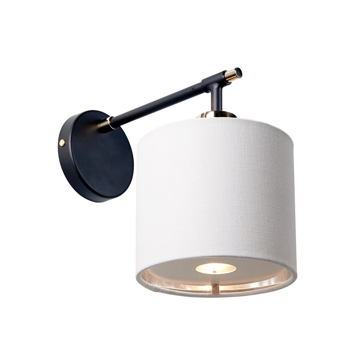 Balance 1-flammige Wandleuchte - Schwarz/poliertes Nickel mit weißem Schirm - Elsteadlighting - leuchtengrosshandel24