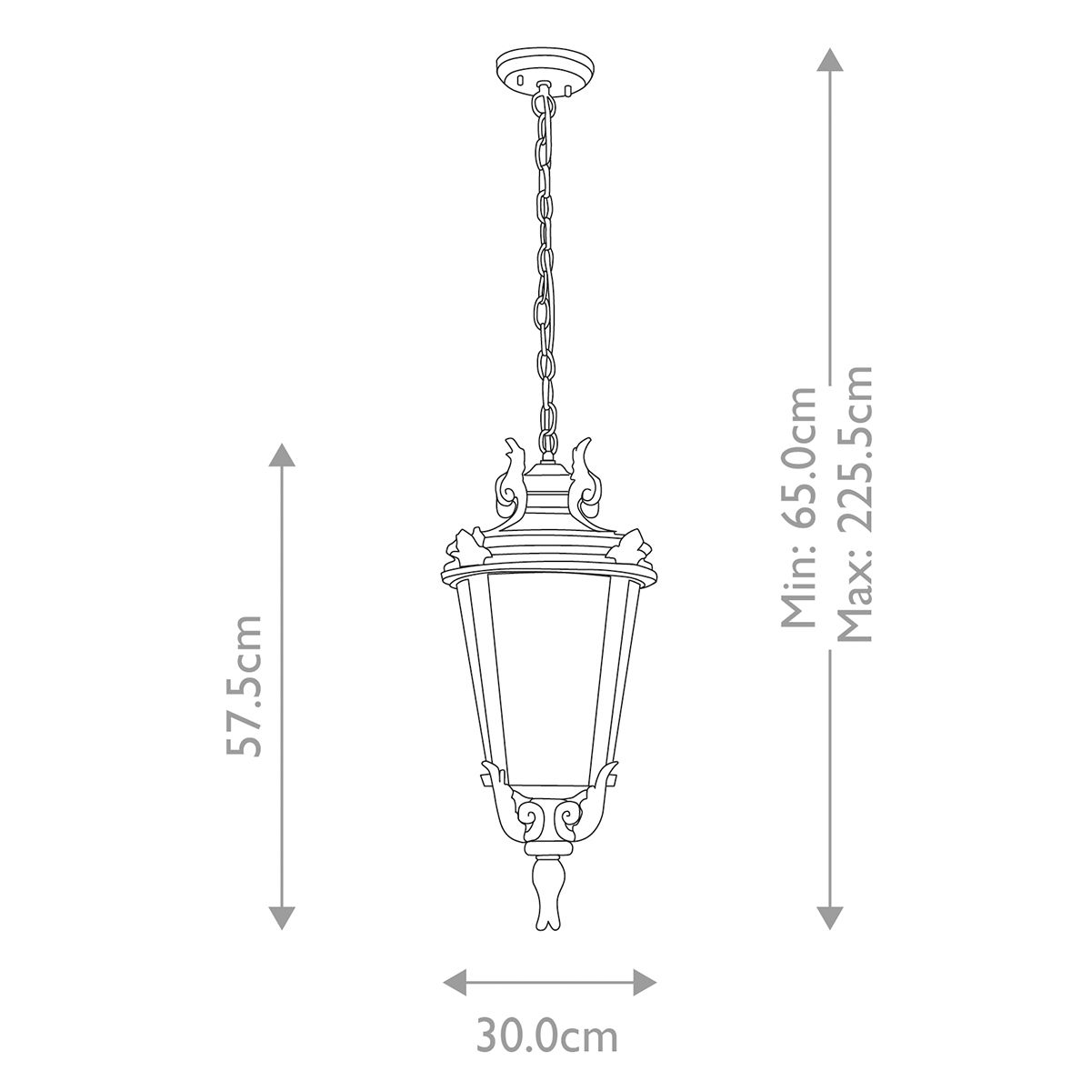 Baltimore 1 - flammige große Kettenlaterne - verwitterte Bronze - Elsteadlighting - BT8 - L