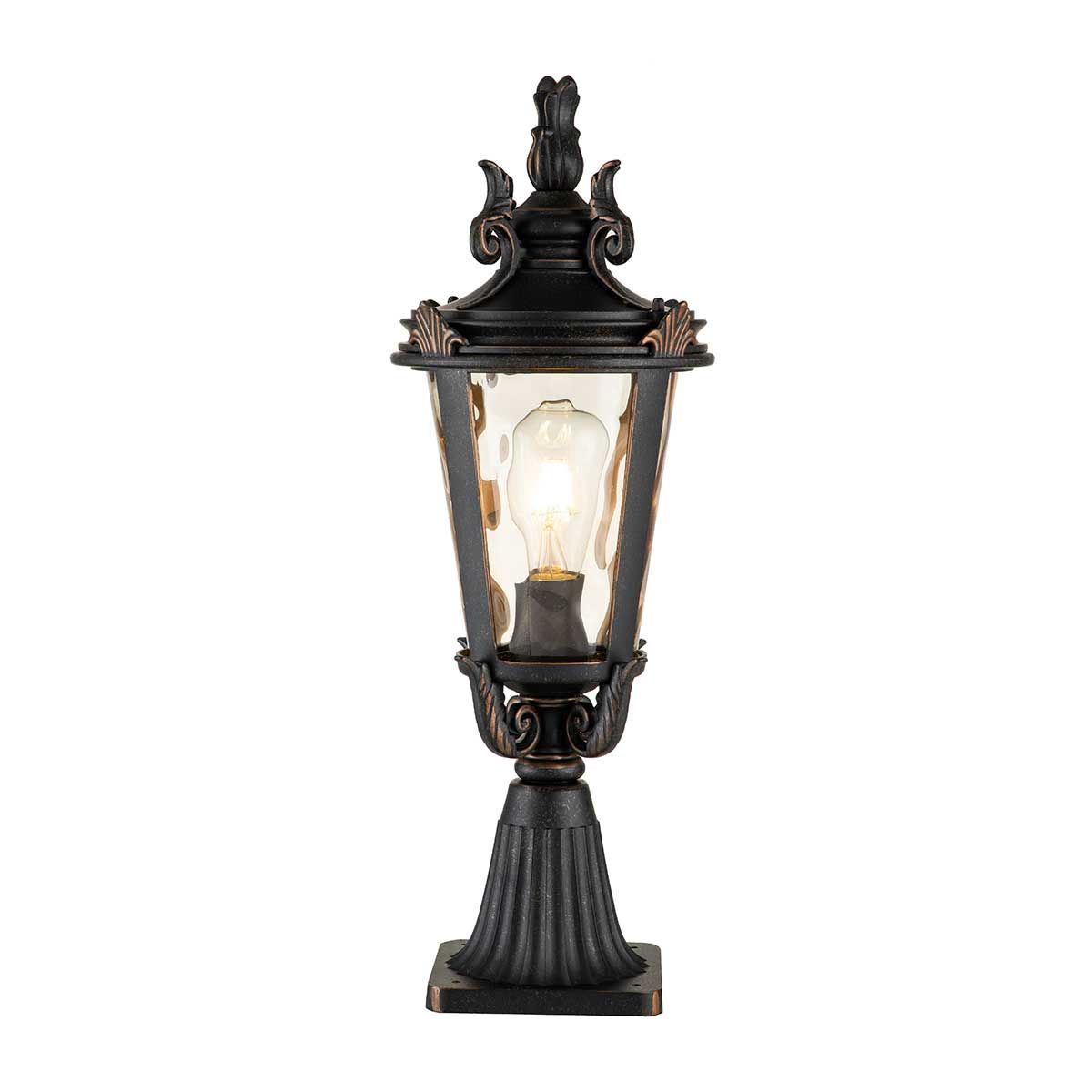 Baltimore 1 - flammige mittelgroße Laterne mit Sockel, verwitterte Bronze - Elsteadlighting - BT3 - M