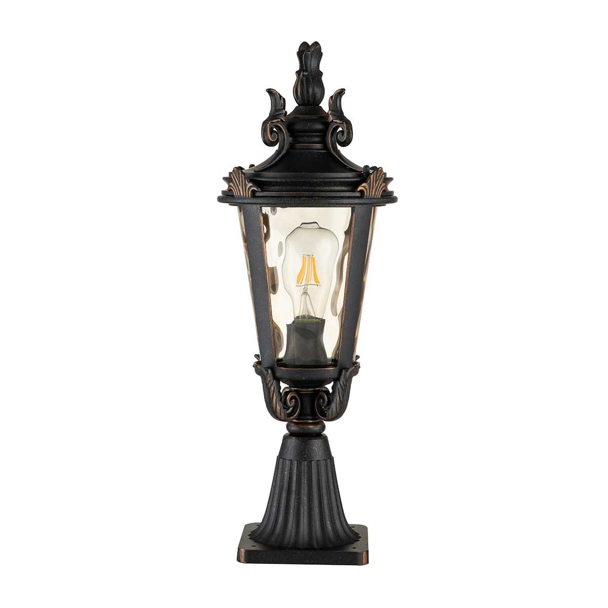 Baltimore 1 - flammige mittelgroße Laterne mit Sockel, verwitterte Bronze - Elsteadlighting - BT3 - M