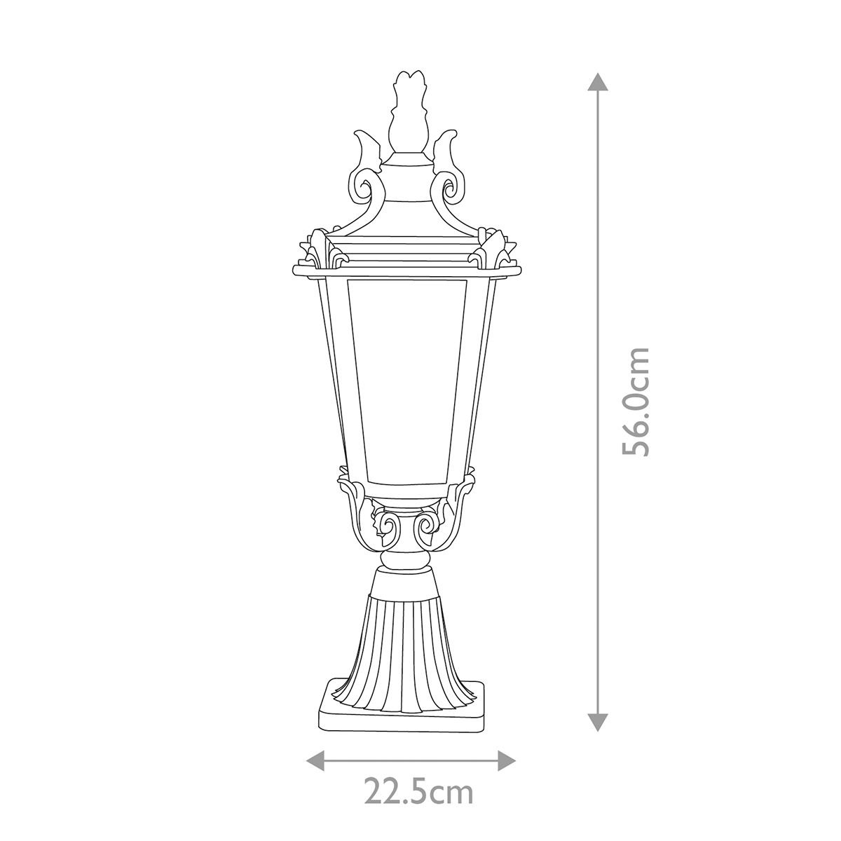 Baltimore 1 - flammige mittelgroße Laterne mit Sockel, verwitterte Bronze - Elsteadlighting - BT3 - M