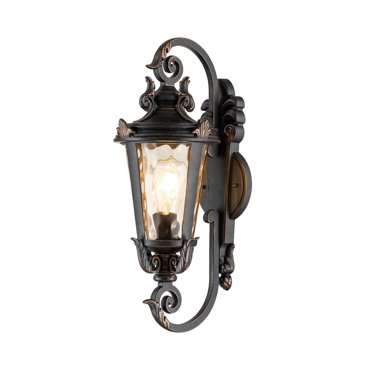 Baltimore 1 - flammige mittelgroße Wandlaterne - verwitterte Bronze - Elsteadlighting - BT1 - M