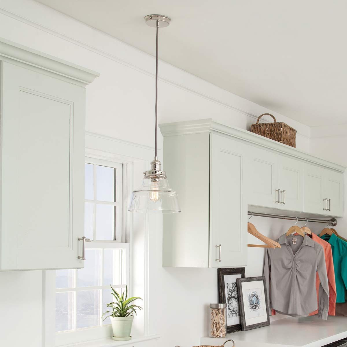 Baskin 1-flammige Pendelleuchte - Poliertes Nickel - Elsteadlighting - leuchtengrosshandel24