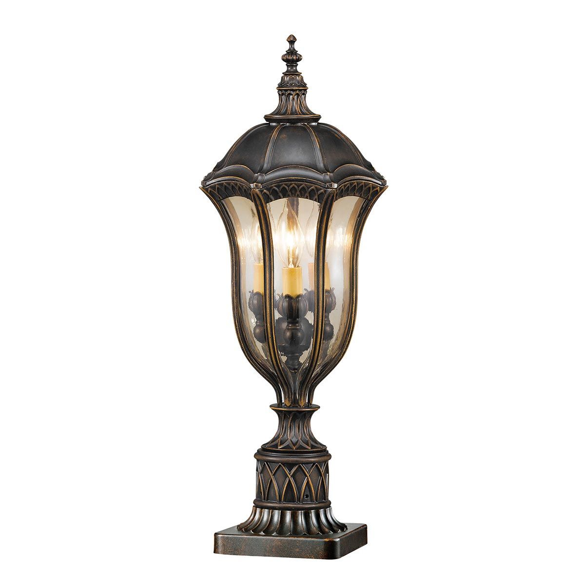 Baton Rouge 3 - flammige Sockellaterne - Walnuss - Elsteadlighting - FE - BATONRG3
