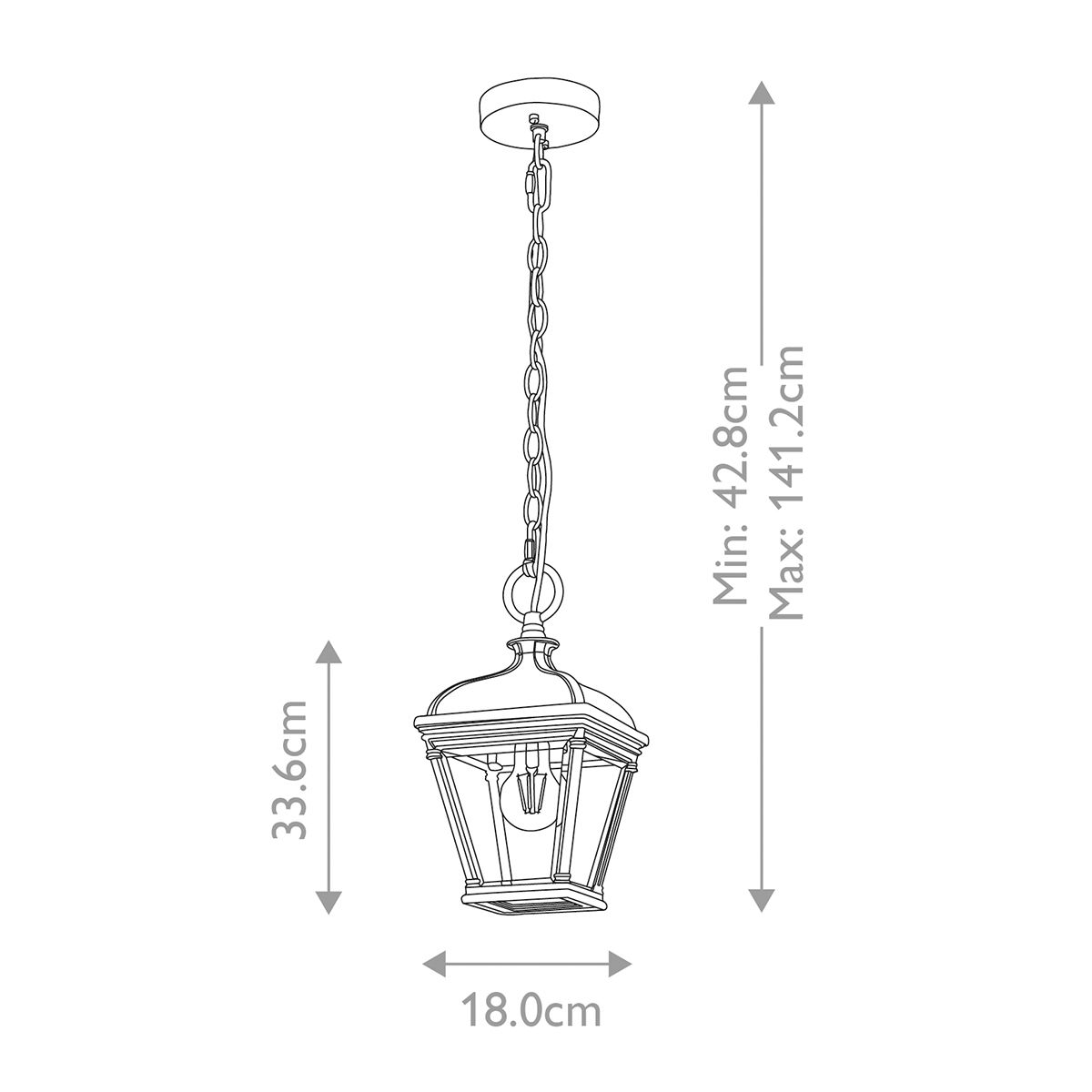 Bayview Kettenlaterne, 1 Licht, mittelgroß, Schwarz - Elsteadlighting - BAYVIEW - 8M - BK