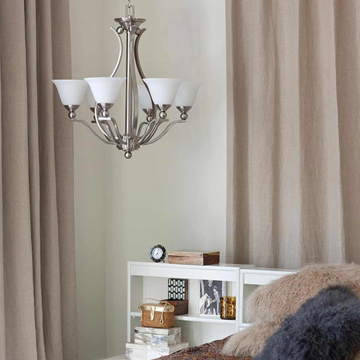 Bolla Kronleuchter mit 5 Lichtern, gebürstetes Nickel - Elsteadlighting - leuchtengrosshandel24
