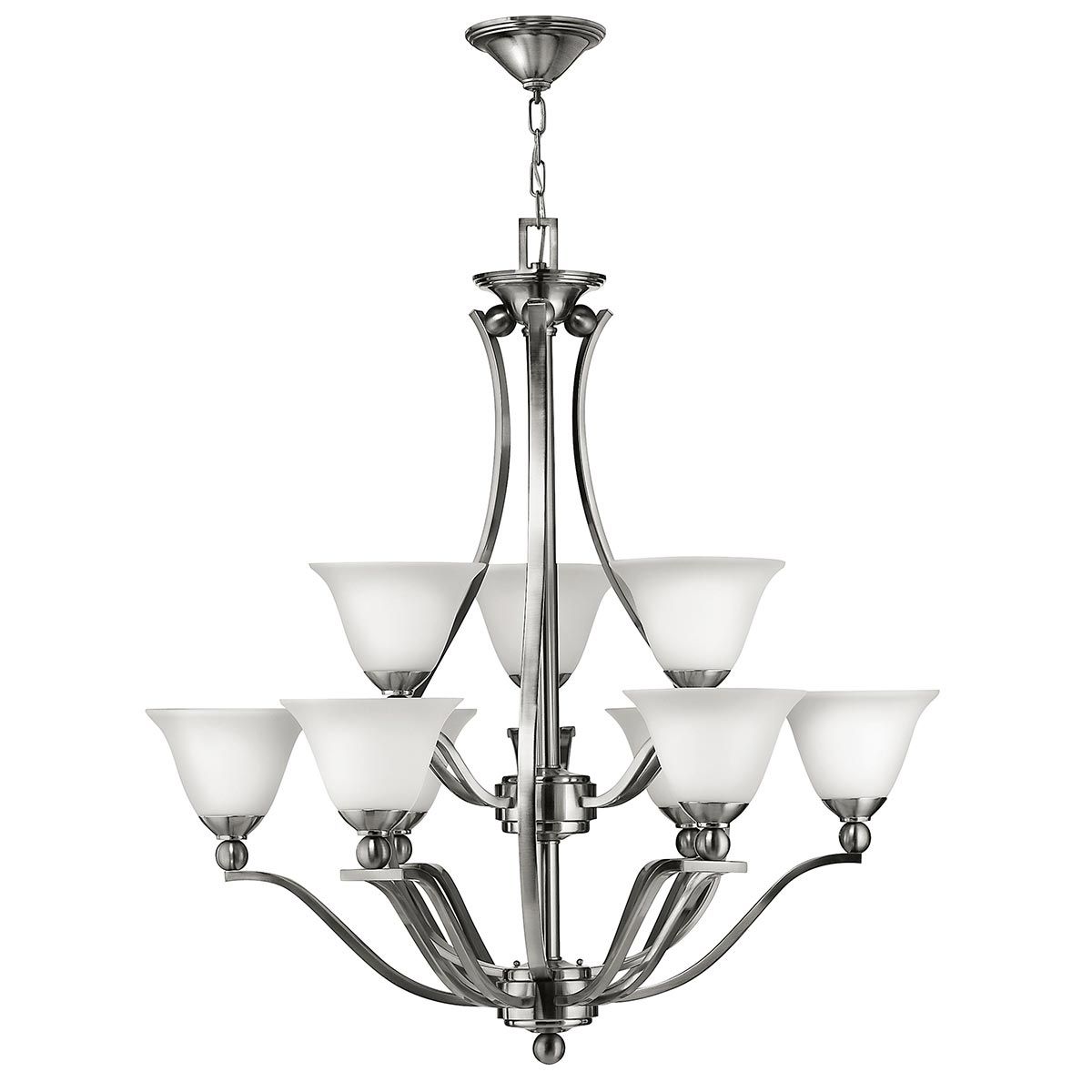 Bolla Kronleuchter mit 9 Lichtern, gebürstetes Nickel - Elsteadlighting - leuchtengrosshandel24