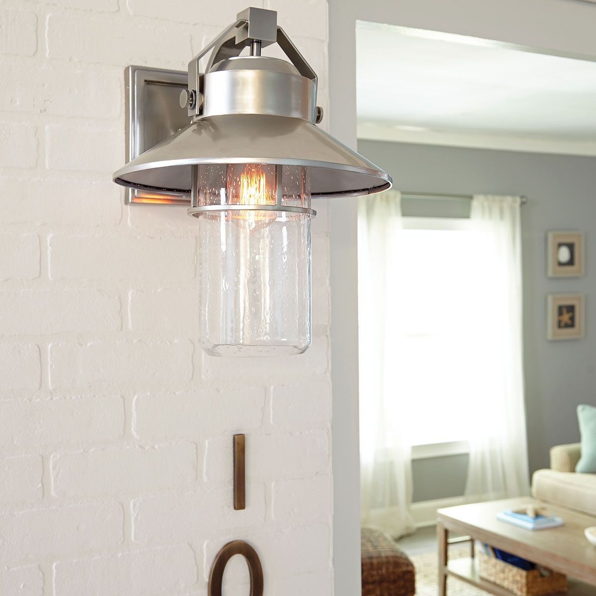 Boynton 1 - flammige große Wandlaterne, lackierter gebürsteter Stahl - Elsteadlighting - FE - BOYNTON2 - L