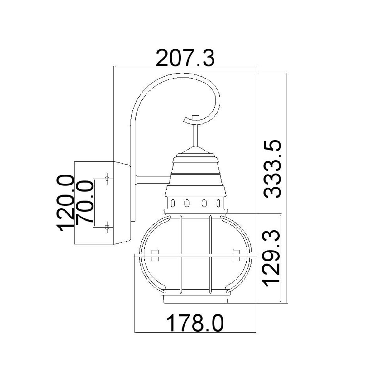 Bridgepoint 1 - flammige kleine Wandlaterne - Naturmessing - Elsteadlighting - KL - BRIDGEPOINT - S - NBR