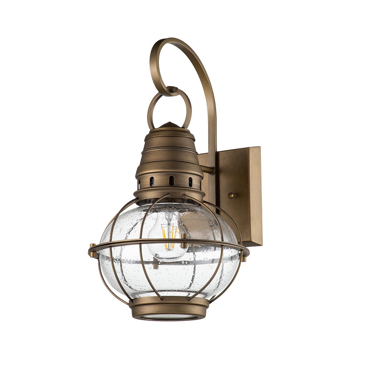 Bridgepoint 1 - flammige mittelgroße Wandlaterne - Naturmessing - Elsteadlighting - KL - BRIDGEPOINT - M - NBR
