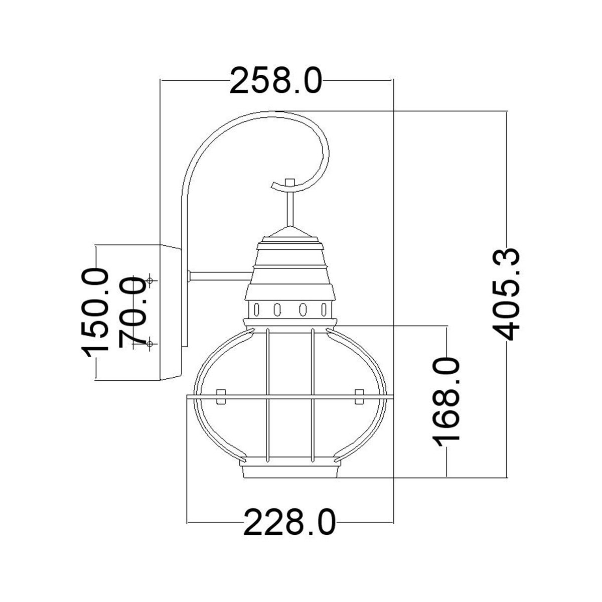 Bridgepoint 1 - flammige mittelgroße Wandlaterne - Naturmessing - Elsteadlighting - KL - BRIDGEPOINT - M - NBR
