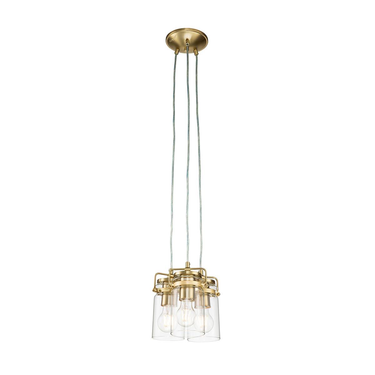 Brinley Pendelleuchte mit 3 Lichtern, gebürstetes Messing - Elsteadlighting - leuchtengrosshandel24