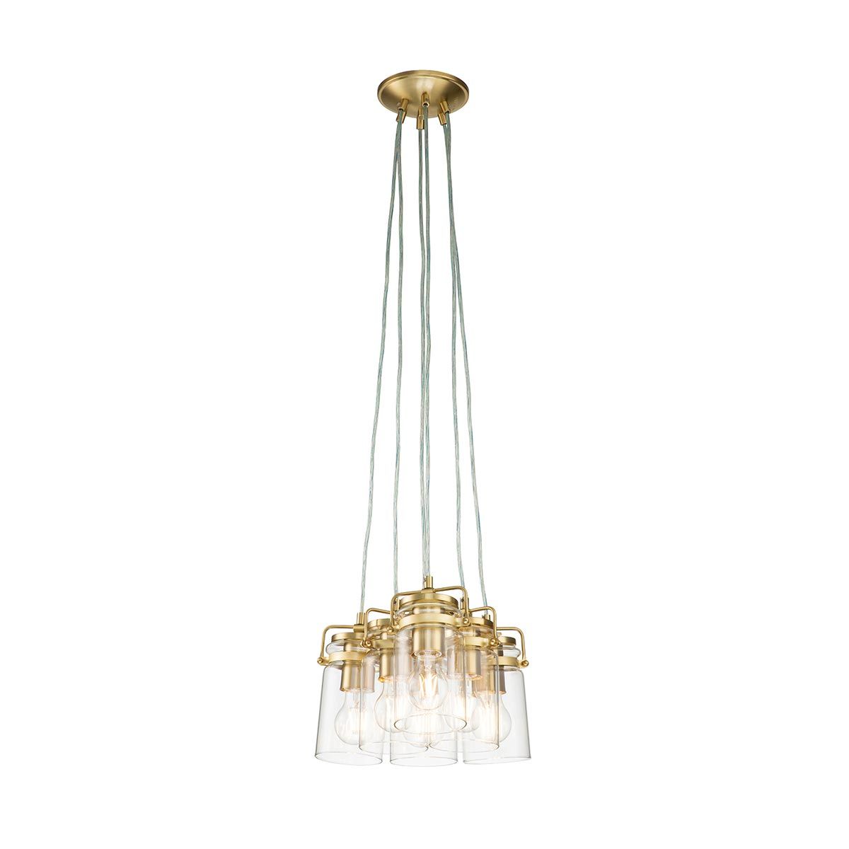 Brinley Pendelleuchte mit 6 Lichtern, gebürstetes Messing - Elsteadlighting - leuchtengrosshandel24