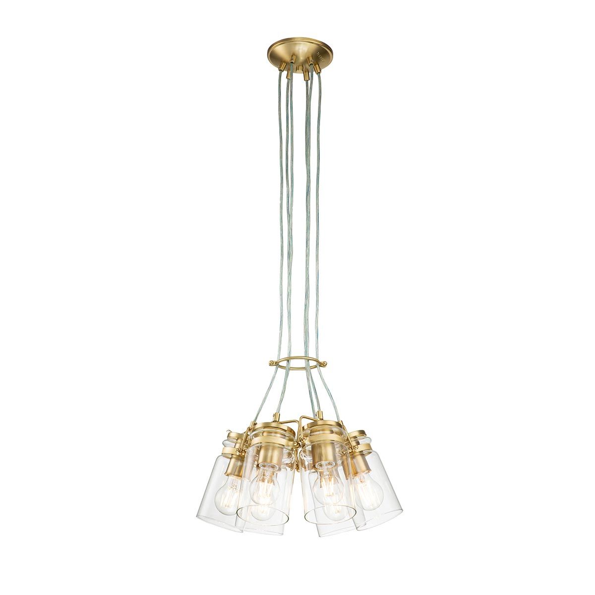 Brinley Pendelleuchte mit 6 Lichtern, gebürstetes Messing - Elsteadlighting - leuchtengrosshandel24