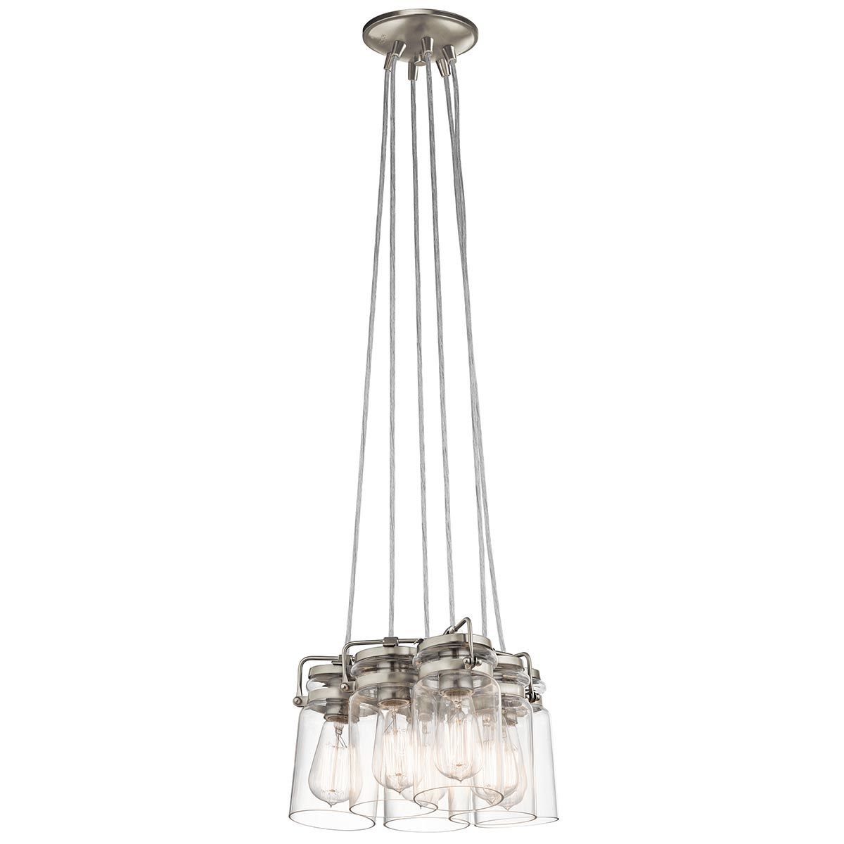 Brinley Pendelleuchte mit 6 Lichtern, gebürstetes Nickel - Elsteadlighting - leuchtengrosshandel24