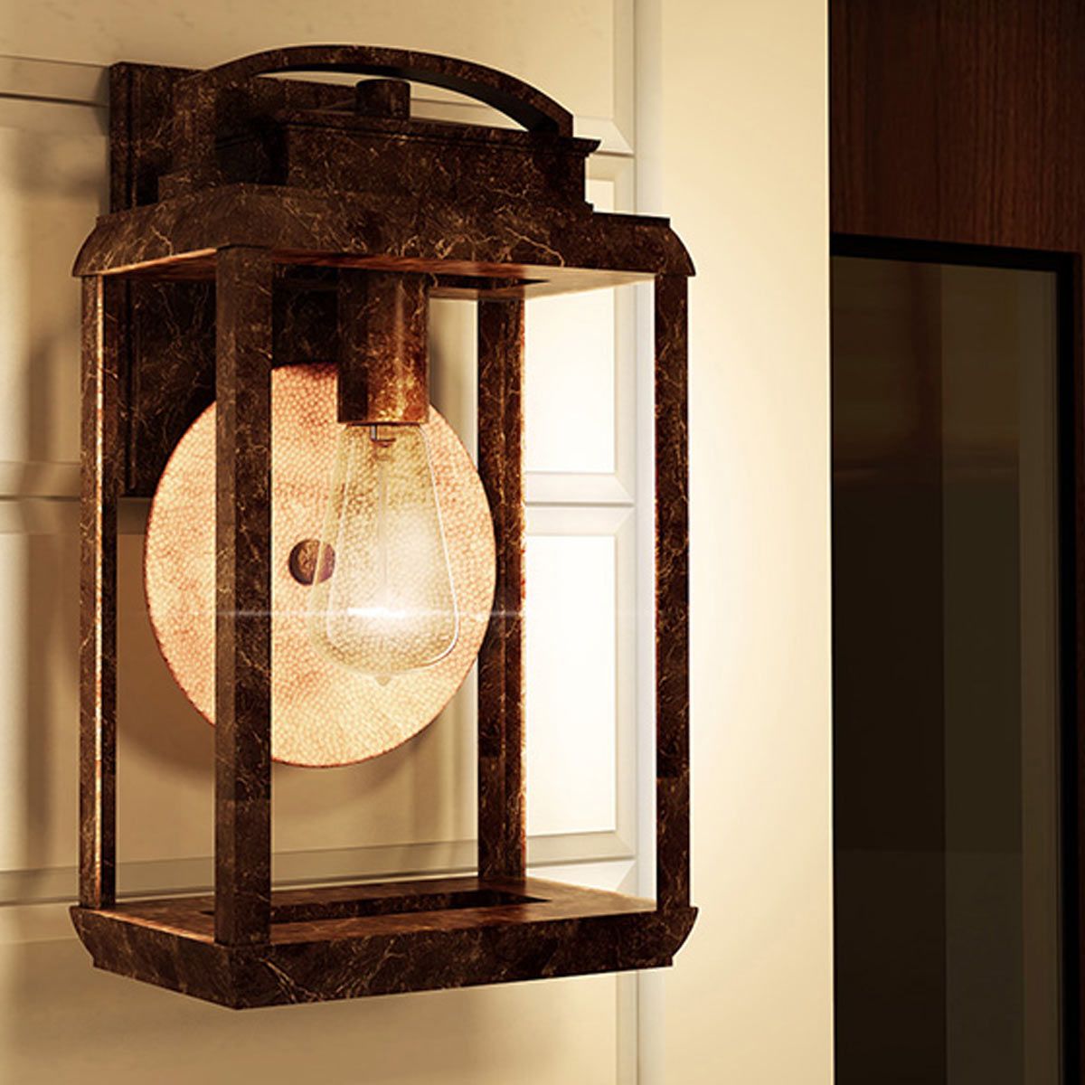 Byron 1 - flammige mittelgroße Wandlaterne - Imperial Bronze mit Kupferreflektor - Elsteadlighting - QZ - BYRON - M