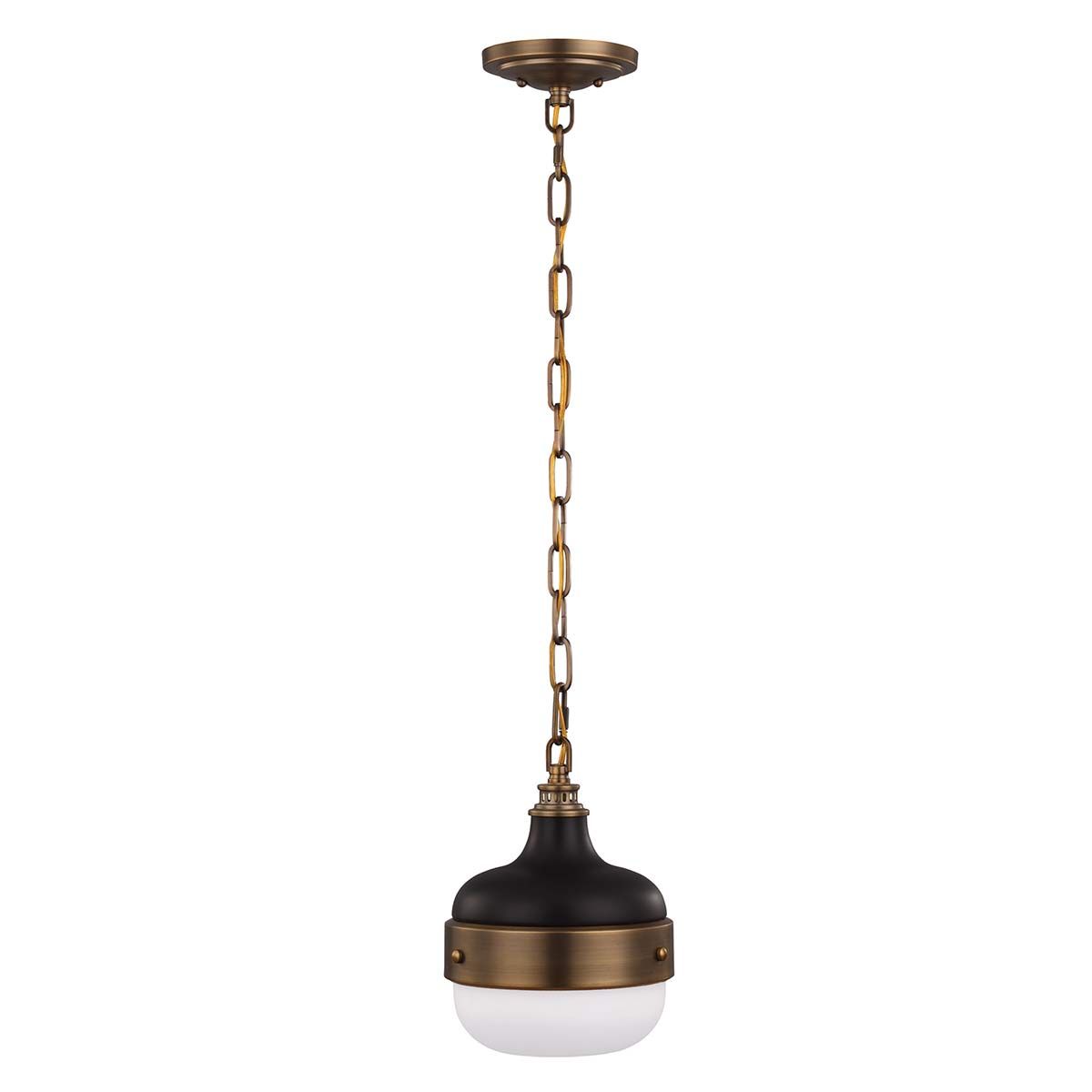 Cadence 1-flammige Mini-Pendelleuchte - Dunkles Antikmessing/Mattschwarz - Elsteadlighting - leuchtengrosshandel24