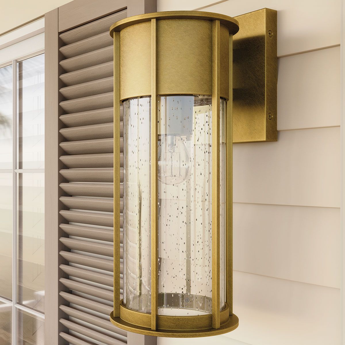 Camillo, mittelgroße Wandlaterne, 1 l, lackiertes Naturmessing - Elsteadlighting - KL - CAMILLO - M - PNBR