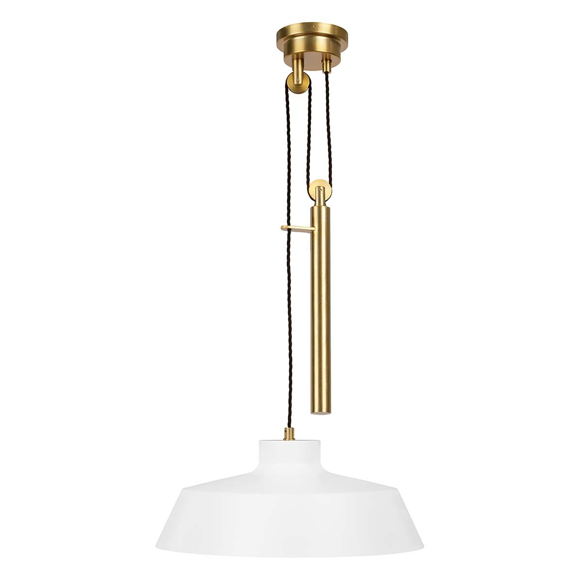 Candor 1-flammige Pendelleuchte - Mattweiß und Messing - Elsteadlighting - leuchtengrosshandel24
