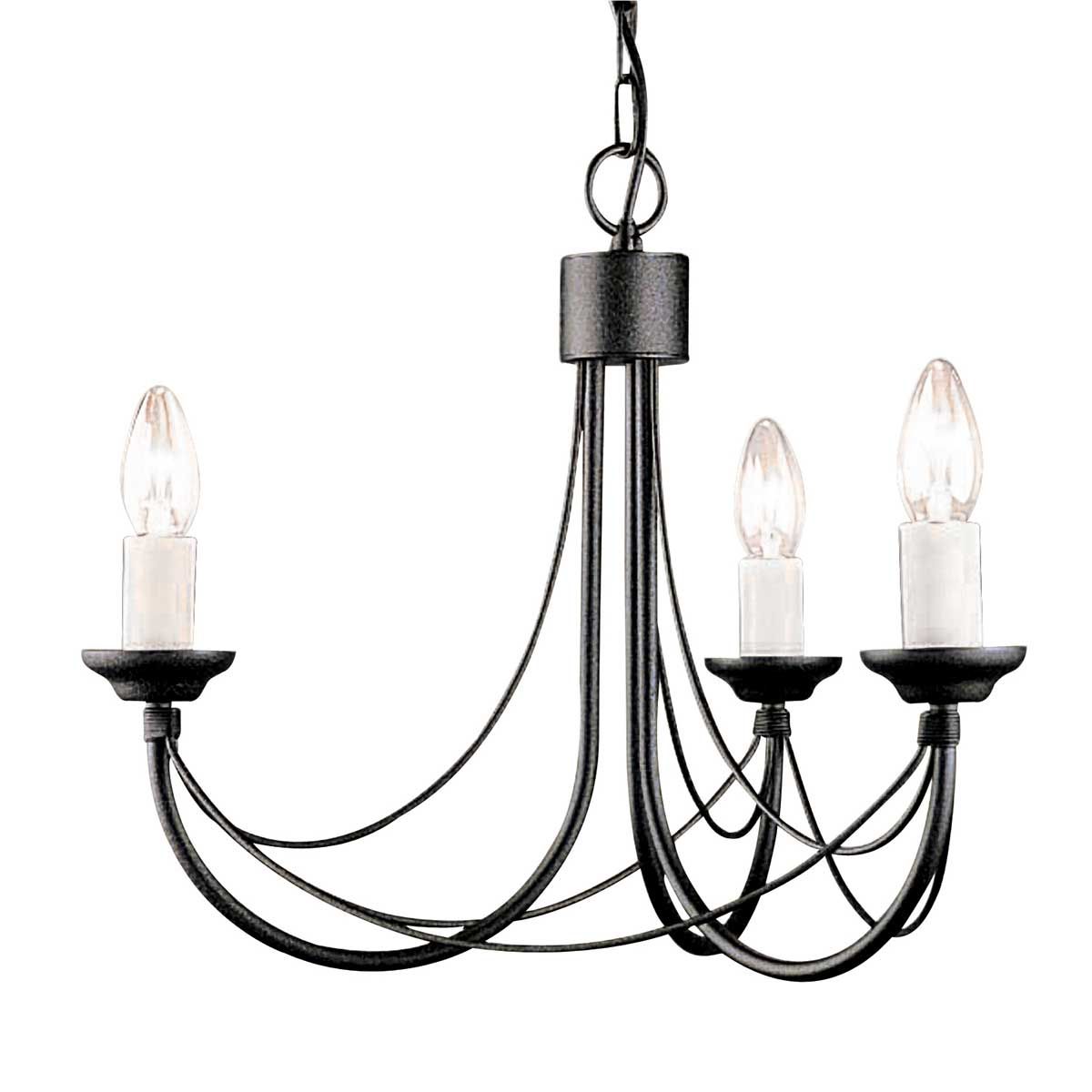 Carisbrooke Kronleuchter mit 3 Lichtern, Schwarz - Elsteadlighting - leuchtengrosshandel24